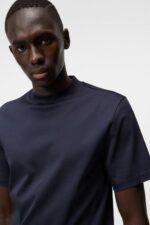 Ace Mock Neck T-shirt Navy Men J.Lindeberg Clothing 66XF974 - Image 3
