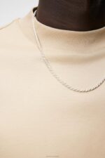 Ace Mock Neck T-shirt Safari Beige Men J.Lindeberg Clothing 66XF973 - Image 4