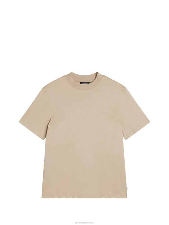 Ace Mock Neck T-shirt Safari Beige Men J.Lindeberg Clothing 66XF973 - Image 5