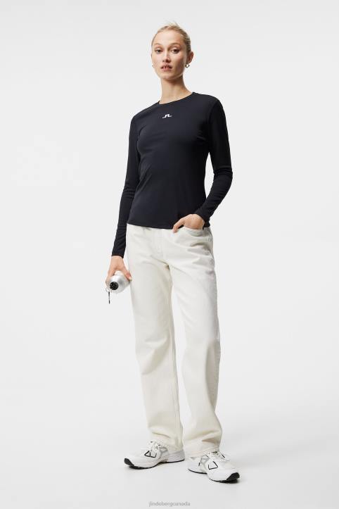 Ada Long Sleeve T-shirt Black Women J.Lindeberg Clothing 66XF1402 - Image 2