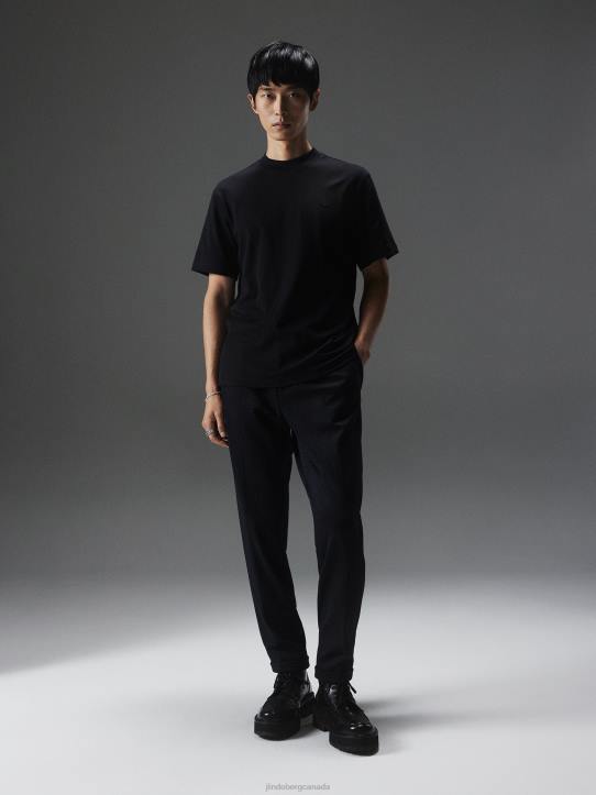 Adan Patch Mock Neck Tee Black Men J.Lindeberg Clothing 66XF2136 - Image 2