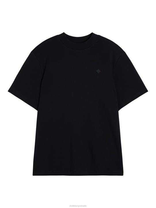 Adan Patch Mock Neck Tee Black Men J.Lindeberg Clothing 66XF2136 - Image 4