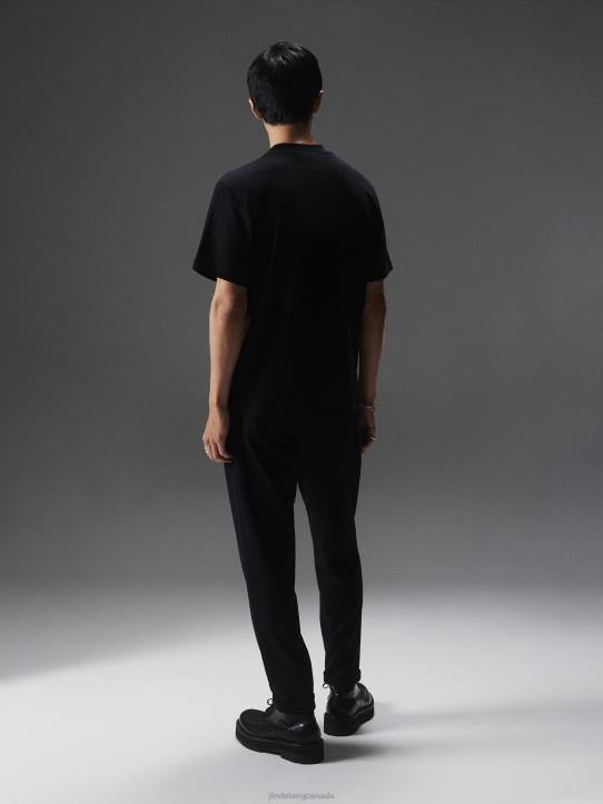 Adan Patch Mock Neck Tee Black Men J.Lindeberg Clothing 66XF2136 - Image 1