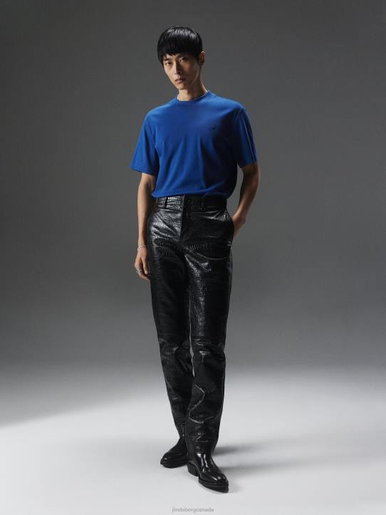 Adan Patch Mock Neck Tee Navy Peony Men J.Lindeberg Clothing 66XF2137 - Image 2