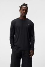 Ade Long Sleeve T-shirt Black Men J.Lindeberg Clothing 66XF8