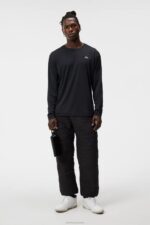 Ade Long Sleeve T-shirt Black Men J.Lindeberg Clothing 66XF8 - Image 3