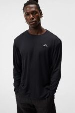 Ade Long Sleeve T-shirt Black Men J.Lindeberg Clothing 66XF8 - Image 5
