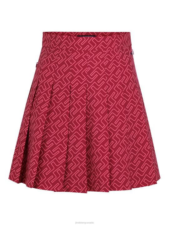 Adina Print Golf Skirt Hot Pink Bridge Monogram Women J.Lindeberg Clothing 66XF2710 - Image 1