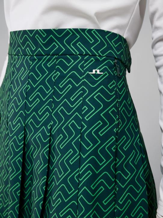 Adina Print Skirt Classic Green Bridge Monogram Women J.Lindeberg Clothing 66XF2685 - Image 3