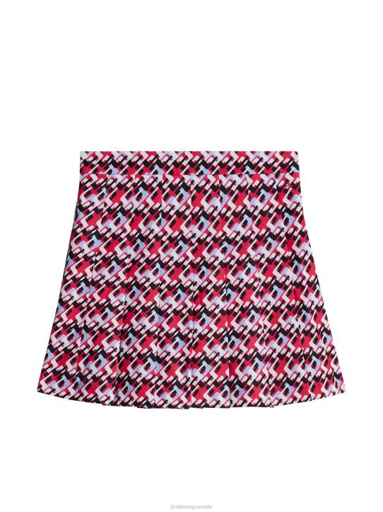 Adina Print Skirt Micro Bridge Rose Red Women J.Lindeberg Clothing 66XF1568 - Image 6