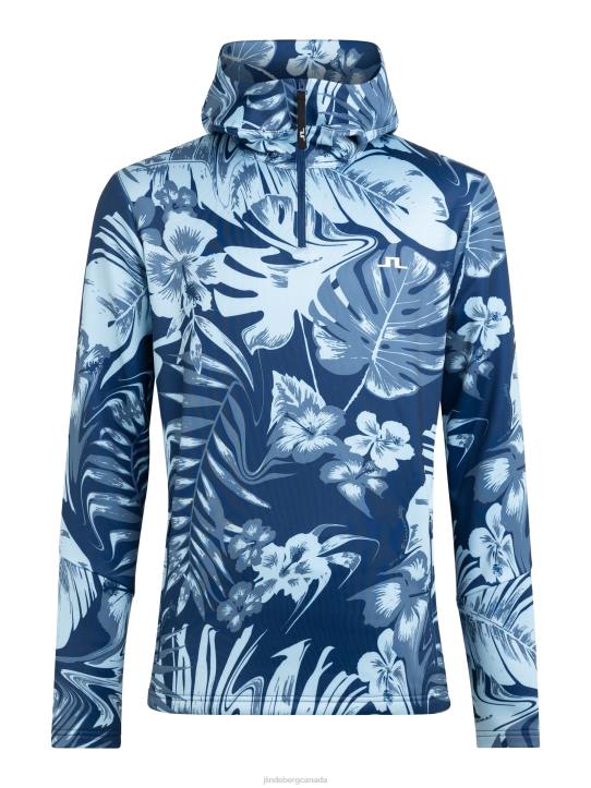 Aerial Print Quater Hood Hibiscus Blue Men J.Lindeberg Clothing 66XF660 - Image 5