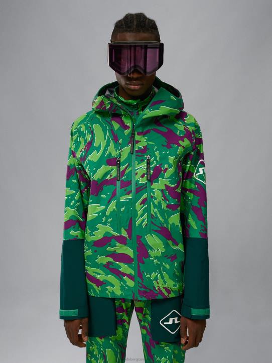 Aerial Pro Print Shell Jacket Canimol Green Men J.Lindeberg Clothing 66XF1284 - Image 1