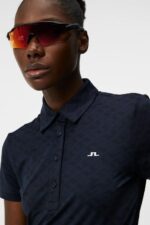 Alaya Jacquard Polo Navy Women J.Lindeberg Clothing 66XF1542 - Image 4