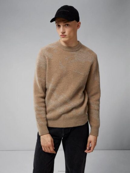 Alpaca Mix Knitted Sweater Tiger Brown Men J.Lindeberg Clothing 66XF2338