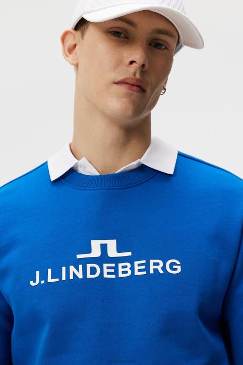 Alpha Crew Neck Sweatshirt Lapis Blue Men J.Lindeberg Clothing 66XF644 - Image 4