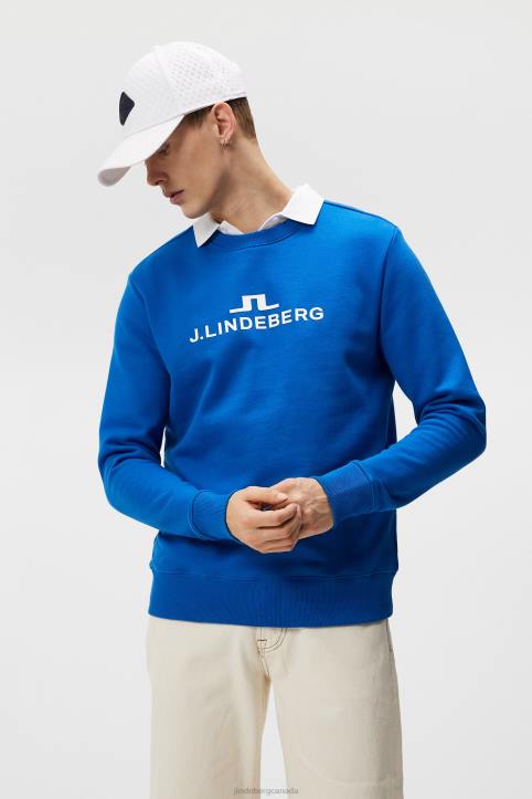 Alpha Crew Neck Sweatshirt Lapis Blue Men J.Lindeberg Clothing 66XF644 - Image 1