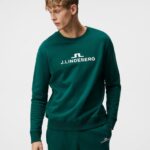 Alpha Crew Neck Sweatshirt Rain Forest Men J.Lindeberg Clothing 66XF642