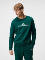 Alpha Crew Neck Sweatshirt Rain Forest Men J.Lindeberg Clothing 66XF642