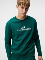 Alpha Crew Neck Sweatshirt Rain Forest Men J.Lindeberg Clothing 66XF642 - Image 4