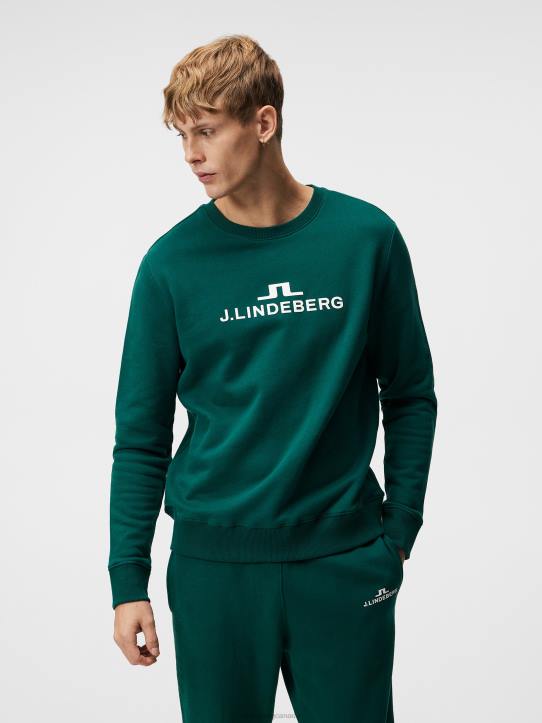 Alpha Crew Neck Sweatshirt Rain Forest Men J.Lindeberg Clothing 66XF642 - Image 1
