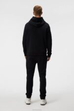 Alpha Hoodie Black Men J.Lindeberg Clothing 66XF539