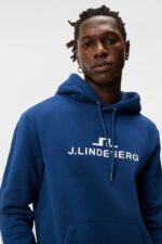 Alpha Hoodie Estate Blue Men J.Lindeberg Clothing 66XF540 - Image 2
