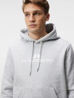 Alpha Hoodie Light Grey Melange Men J.Lindeberg Clothing 66XF641 - Image 3