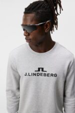 Alpha Sweatshirt Light Grey Melange Men J.Lindeberg Clothing 66XF541 - Image 3
