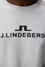 Alpha Sweatshirt Light Grey Melange Men J.Lindeberg Clothing 66XF541 - Image 4