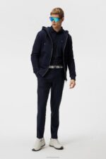 Alpha Zip Hood Navy Men J.Lindeberg Clothing 66XF639 - Image 2
