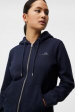 Alpha Zip Hood Navy Women J.Lindeberg Clothing 66XF1889 - Image 3