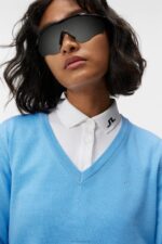 Amaya Knitted Sweater Little Boy Blue Women J.Lindeberg Clothing 66XF1811 - Image 3