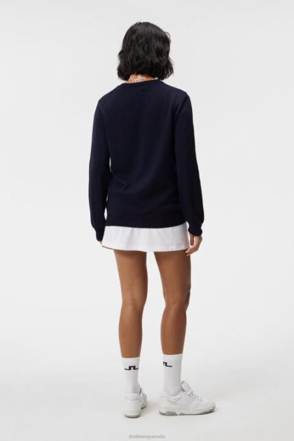 Amaya Knitted Sweater Navy Women J.Lindeberg Clothing 66XF1809