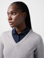 Amaya V-Neck Golf Sweater Grey Melange Women J.Lindeberg Clothing 66XF2837 - Image 3