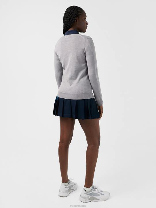 Amaya V-Neck Golf Sweater Grey Melange Women J.Lindeberg Clothing 66XF2837 - Image 1