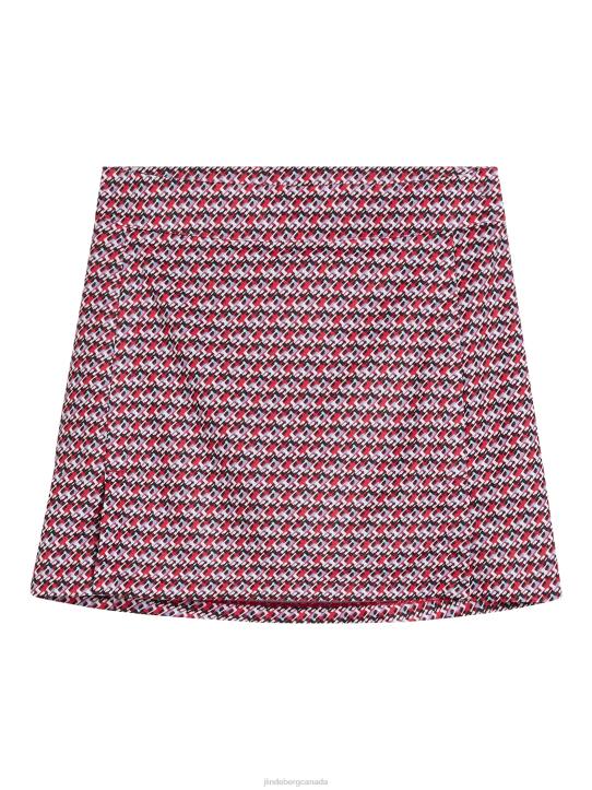 Amelie Mid-Length Print Skirt Micro Bridge Rose Red Women J.Lindeberg Clothing 66XF1581 - Image 5
