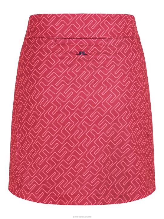 Amelie Mid Print Golf Skirt Hot Pink Bridge Monogram Women J.Lindeberg Clothing 66XF2720 - Image 1
