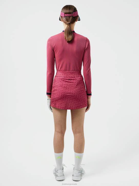 Amelie Print Golf Skirt Hot Pink Bridge Monogram Women J.Lindeberg Clothing 66XF2723 - Image 1