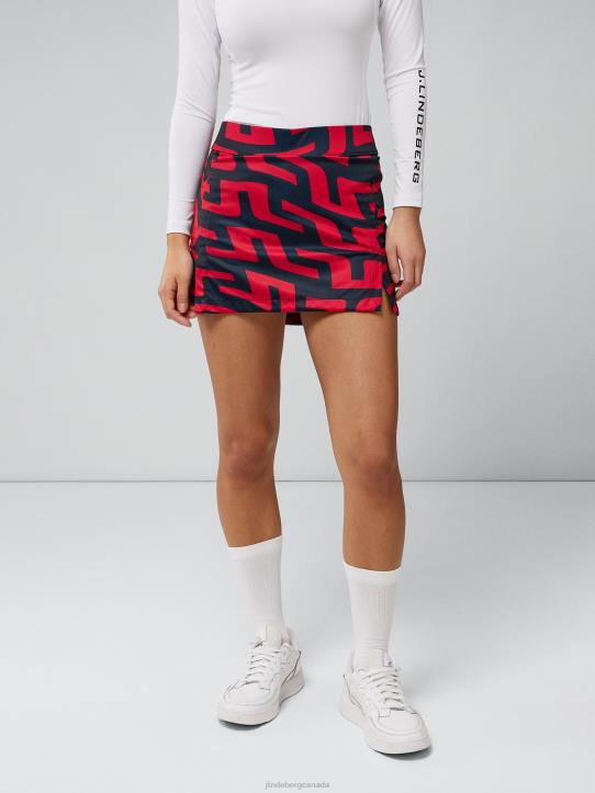 Amelie Print Skirt Bridge Swirl Red Women J.Lindeberg Clothing 66XF2662 - Image 1