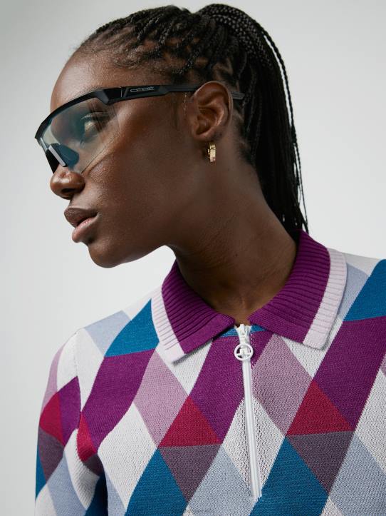 Anais Golf Knit Sweater White Argyle Women J.Lindeberg Clothing 66XF2831 - Image 3
