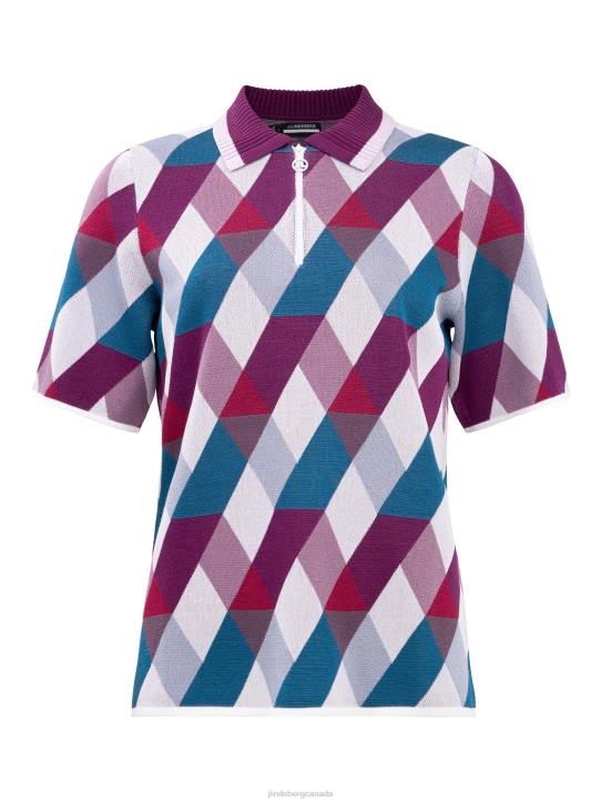 Anais Golf Knit Sweater White Argyle Women J.Lindeberg Clothing 66XF2831 - Image 4