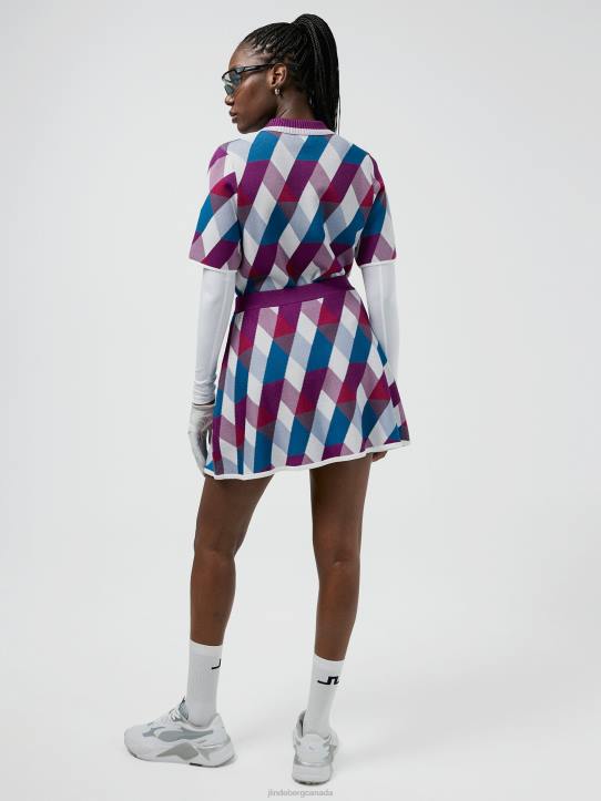 Anais Golf Knit Sweater White Argyle Women J.Lindeberg Clothing 66XF2831 - Image 1