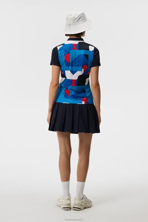 Antonia Print Polo Brilliant Blue Big Bridge Women J.Lindeberg Clothing 66XF1537 - Image 1