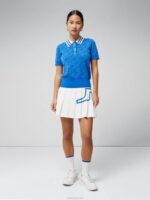 Arya Knitted Polo Blue Jacquard Bridge Monogram Women J.Lindeberg Clothing 66XF2825 - Image 2