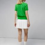Arya Knitted Polo Green Jacquard Bridge Monogram Women J.Lindeberg Clothing 66XF2826