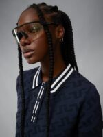 Arya Knitted Polo Navy Jacquard Bridge Monogram Women J.Lindeberg Clothing 66XF2827 - Image 3