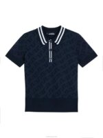 Arya Knitted Polo Navy Jacquard Bridge Monogram Women J.Lindeberg Clothing 66XF2827 - Image 4