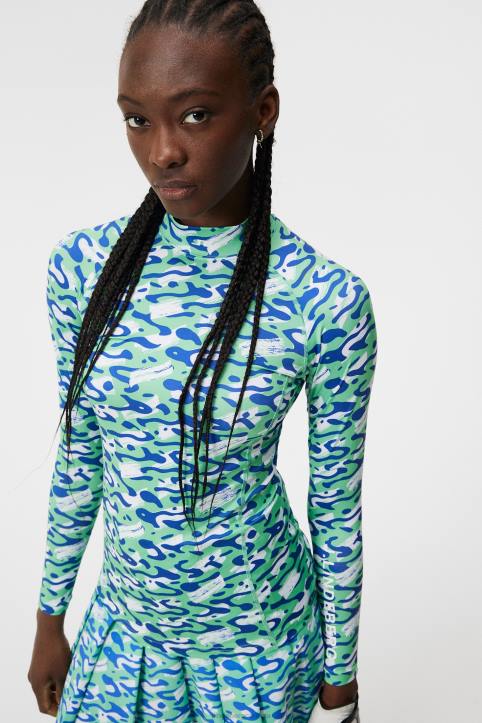 Asa Print Compression Top Caldera Jade Cream Women J.Lindeberg Clothing 66XF1368 - Image 3