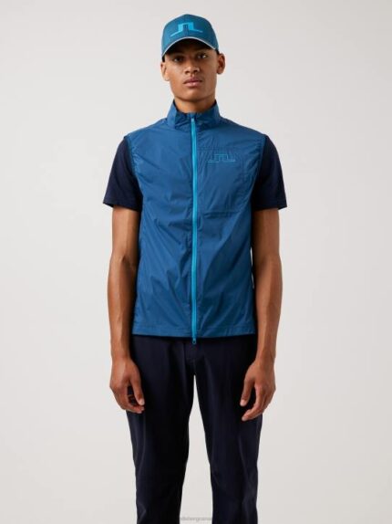 Ash Light Packable Golf Vest Majolica Blue Men J.Lindeberg Clothing 66XF2493