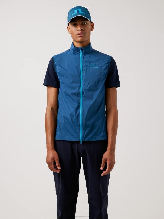 Ash Light Packable Golf Vest Majolica Blue Men J.Lindeberg Clothing 66XF2493 - Image 1